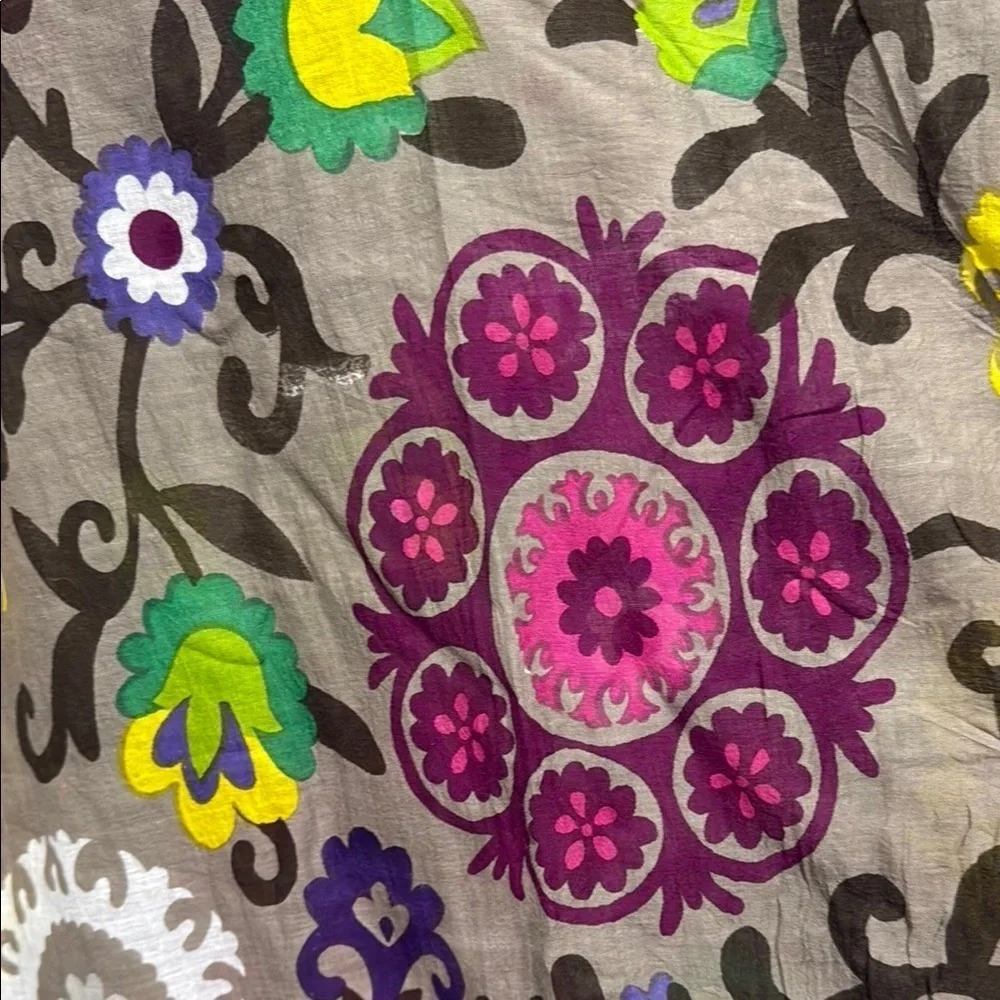 Floral V-Neck Women's Top Cotton tunic sz s/m